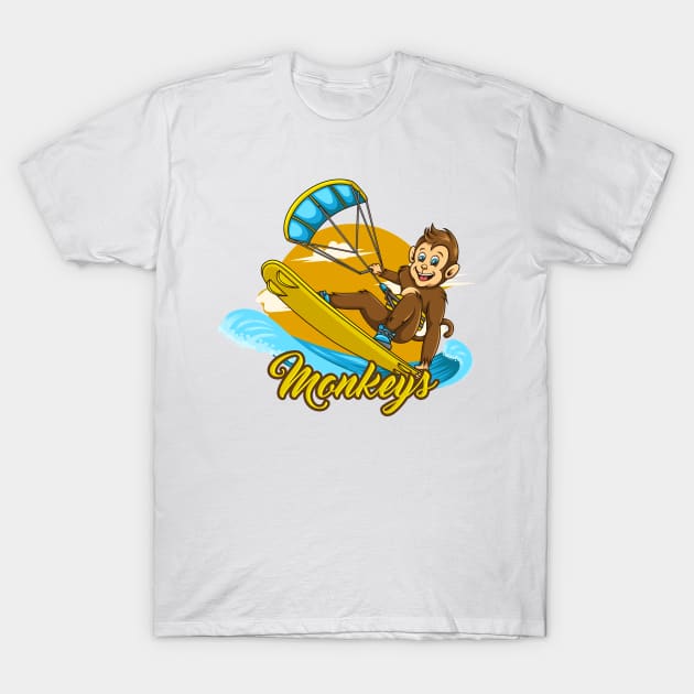 Surfing Monkey T-Shirt by JagatKreasi